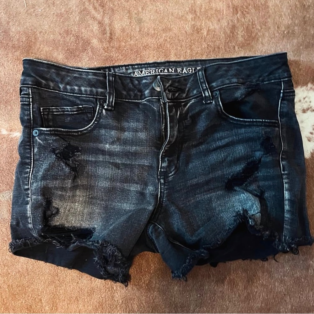 American Eagle Outfitters Women's Dark Distressed Jean Shorts